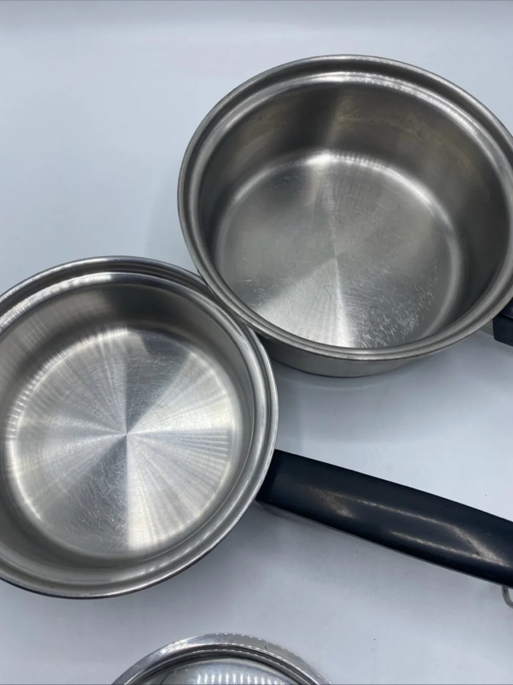 2x SOCIETY SENSI-TONE Cookware Ultrex 7 T304S Sauce Pans/Lids Stainless Steel